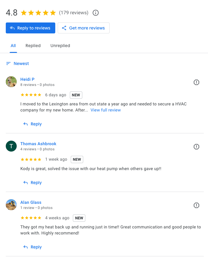 snapshot of Google Reviews